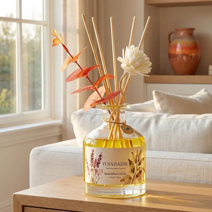 Reed Diffuser, Gardenia,7.78 fl oz, Oil-Based Home Diffuser with Long-Lasting Luxury Fragrance, Elegant Decorative Glass Bottle & Aroma Sticks,Perfect for Living Rooms, Bedrooms,Bathrooms