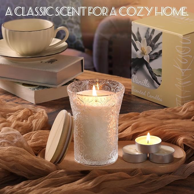 HAVITI Vanilla Sugar Scented Candle, Galentines Valentines Mother's Day Soy Jar Candles Gift for Men Women,8 OZ Aromatherapy Candles for Home Decor