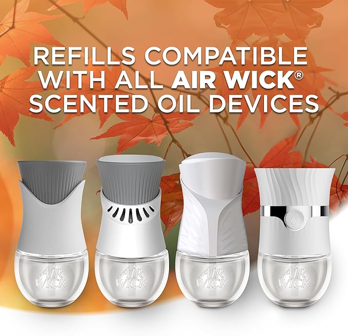 Air Wick Plug In Scented Oil Refill, 10ct, Bonfire & Crisp Fall Air + Brown Sugar & Vanilla, Essential Oils, Air Freshener.