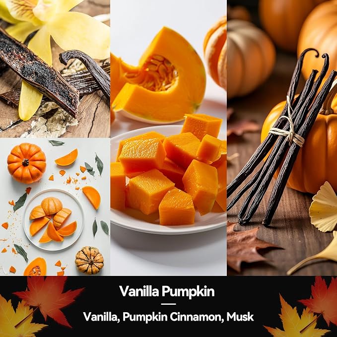 Vanilla Pumpkin Candle – Warm Holiday Pumpkin Scent, Christmas Winter Seasonal Candles for Home, Hand-Poured Soy Candle for Christmas Décor & Cozy Gifting