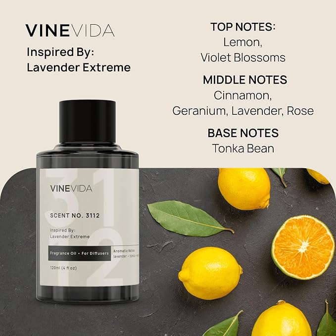 VINEVIDA [4 Oz] Inspired by: Lavender Extreme; Diffuser Oil Refill | Premium Scent Diffuser Oil for Home | Non-Toxic Fragrance