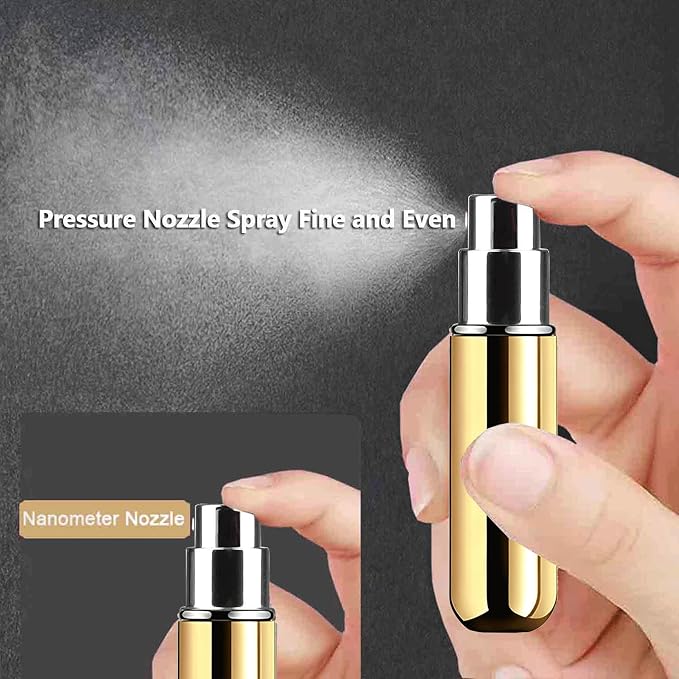 Refillable Perfume Atomizer Travel Spray Bottle for Cologne - 5ml Portable Refill Pump, Empty Mini Cosmetic Dispenser for Traveling (6 Pack, 6 Colors)