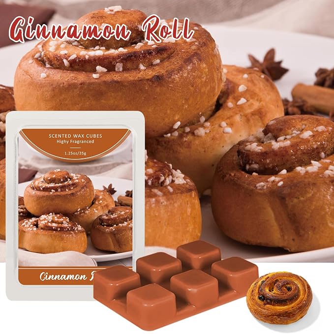 SCENTORINI Wax Melts, Summer Scent Wax Cubes, Cinnamon Roll Scent, Soy Wax for Candle Making, Wax Warmer and Home Fragrance, Pack of 4