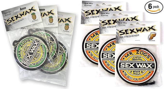 Sex Wax Air Fresheners 6-Pack (3 X's Coconut Scent & 3 X's Pineapple Scent)
