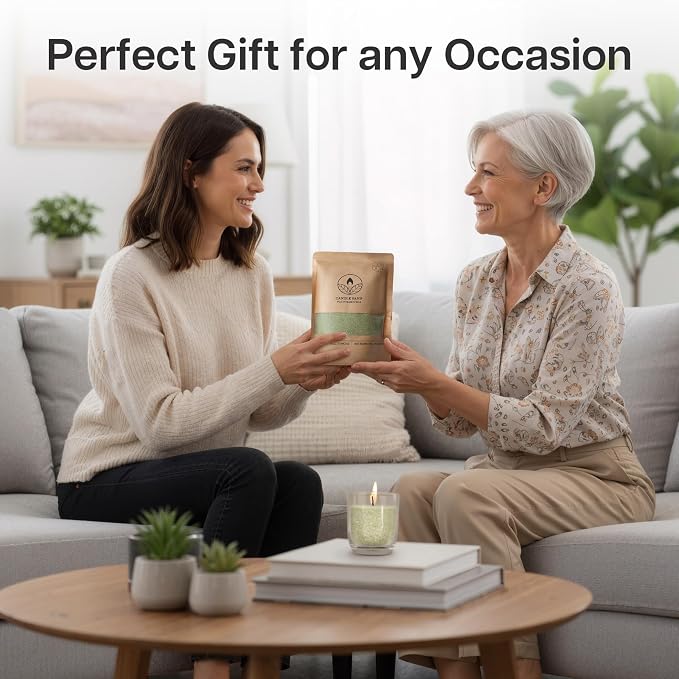 comforder Scented Candle Sand with Wicks, Pearled Candle, Wax Granules, 14oz Sand Wax Granules + 4 Wicks (Light Green, Jasmine)