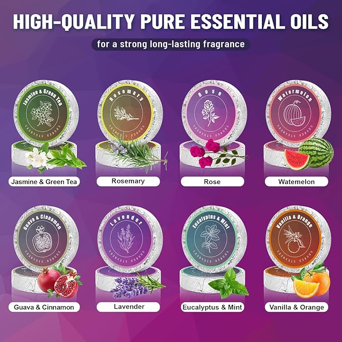 Shower Steamers Aromatherapy, Shower Bombs 8 Pack | Christmas Stocking Stuffers for Adults Women Men Teens White Elephant Birthday Gifts, Organic Essential Oil Home Spa Relaxing