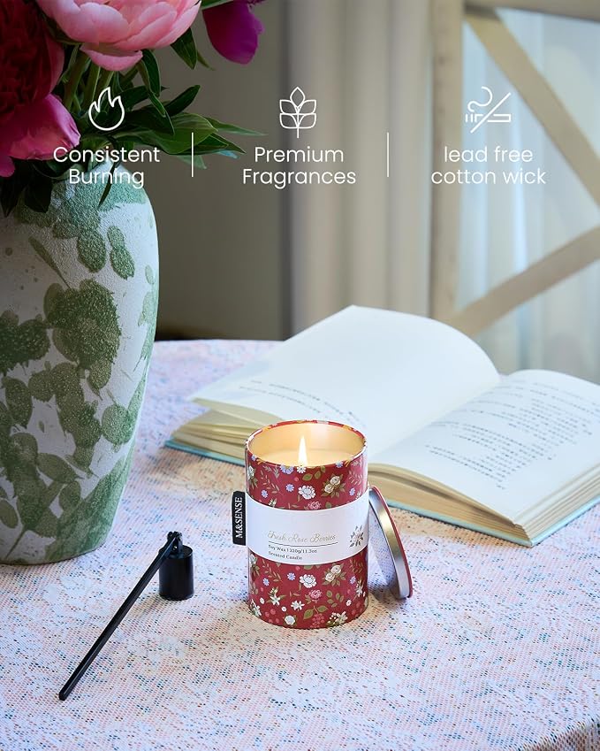 M&SENSE Spring Candle, Fresh Rose Berries Scented, 11.3 oz | Non-Toxin Soy Wax, Floral Candles Gift for Women, Up to 70 Hours Burning, Long-lasting Fragrance