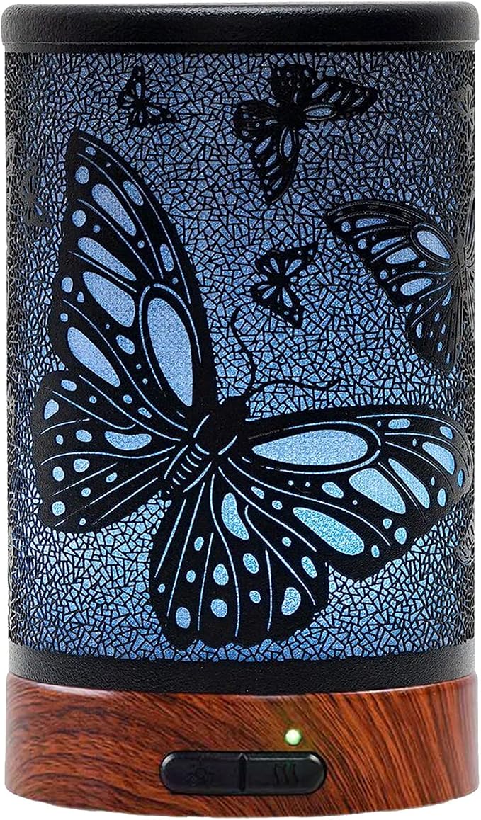 EQUSUPRO Essential Oil Diffuser 150ml Black Metal Aromatherapy Oil Diffuser Ultrasonic Cool Mist Diffuser with Auto Shut-Off Protection,7 Colors Changed LED for Home Office SPA Yoga