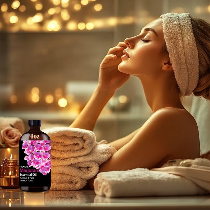 Marjoram Essential Oil, Marjoram Oil 4 Fl Oz 120ML for Diffuser Humidifier Yoga Cleaning DIY Candle Soap Making Perfume Gift for Women Essential Oils FRAOIL (Marjoram 4 Fl Oz (Pack of 1))