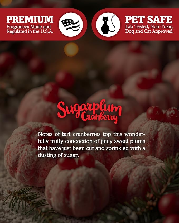 Shortie's Candle Company Sugarplum Cranberry Premium Wax Melts - 3 Oz., Strong & Long Lasting, Non-Toxic - Made with Essential & Natural Oils - Formula 117