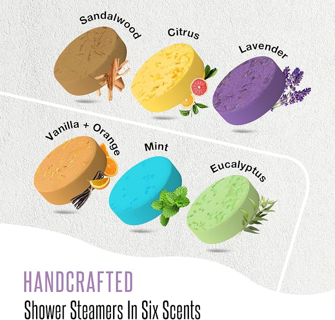 GOSSBY Shower Steamers Aromatherapy (6 Pcs) - Mothers Day Gift for Mom - Birthday, Stress Relief Gift for Women Wife Teen Girl - Basket Stuffers - Natural Essential Oils, Self Care Relaxation Home Spa