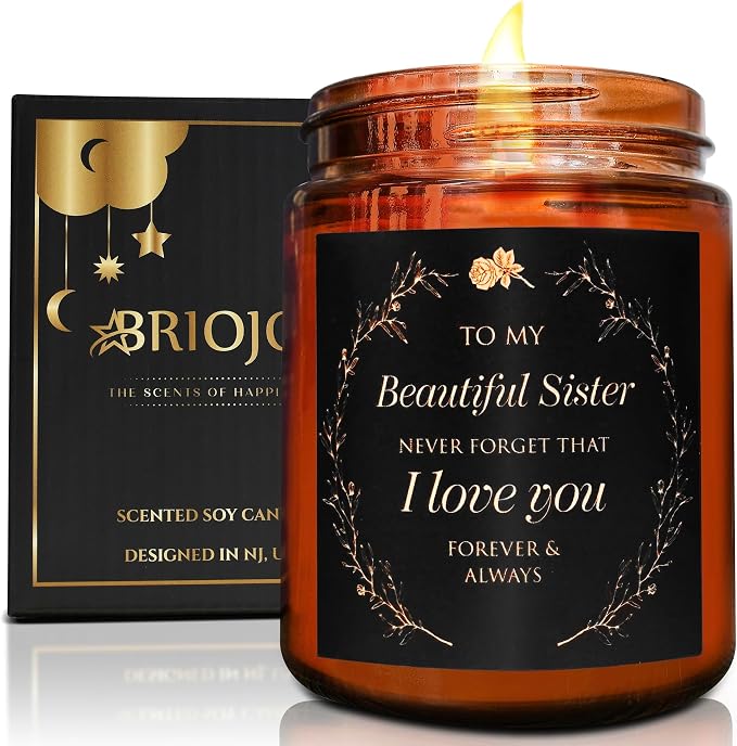 Sister Gift from Sister, Brother - I Love You Relaxing Scented Soy Candle - Soul Sister Friend Gifts for Women - Birthday Graduation Wedding Thank You Mothers Day Gift for Her Sisters in Law