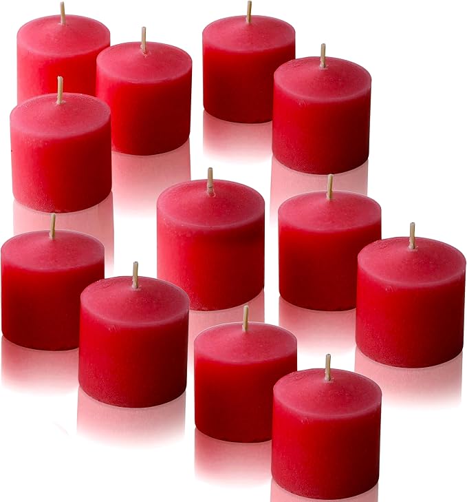 Red Apple Cinnamon Scented Votive Candles, Set of 12-1.25" Wax Candles for Home, Scented 10 Hour Burn Time - Aromatherapy, Spa Ambiance, Table Centerpieces & Home Décor