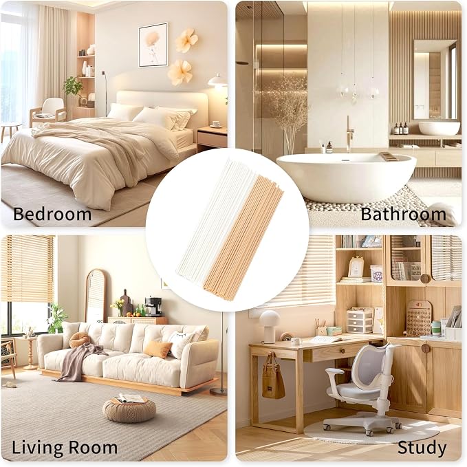 11 inch Diffuser Sticks 100 Pack, Diffuser Reeds Sticks Refill for Home and Bathroom, Diffuser Reeds Sticks for Scented Diffuser Nude&White