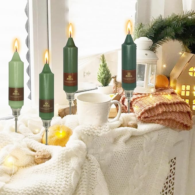 5 inch Short Candlesticks Gradient Green Taper Candles 4 PCS for Dinner Household Wedding Party Home Décor Candles