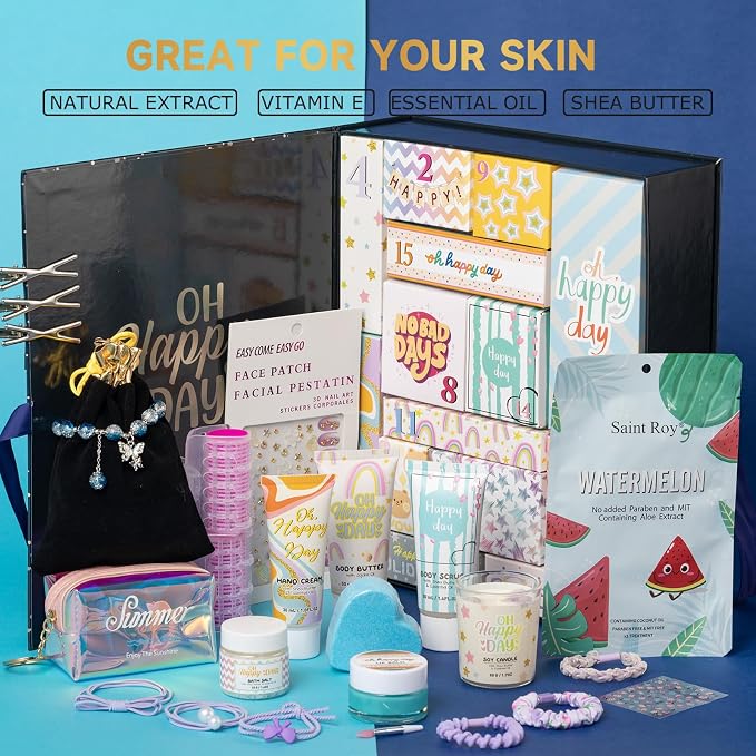 Valentines Day Gifts Advent Calendar Bath and Body Gift Basket Set for Women, Spa Gift Basket 15-Days Bath Gift Set Self Care Gift, Advent Beauty Calendar Countdwon Birthday Gifts, Christmas