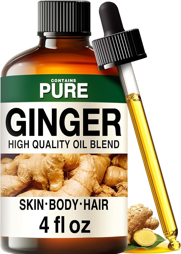100% Pure Ginger Oil - 4 Fl Oz Ginger Essential Oil for Hair, Skin, Diffuser, Aromatherapy & DIY Soap Making Scent