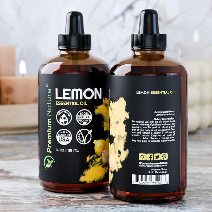 Lemon Essential Oil for Diffuser Aromatherapy Oils for Laundry and for Skin Pure Essential Oils for Soap Making Lemon Oil for Diffuser Citrus Oil 4 oz