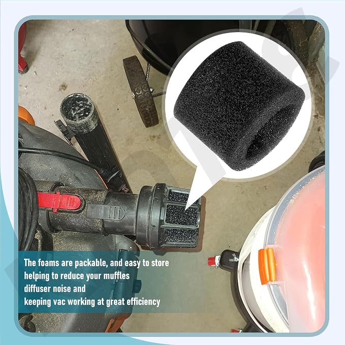 Muffler Diffuser Foam Replacement Part - Compatible with CRAFTSMAN CMXZVBE38660 Muffler Diffuser Wet/Dry Vac Attachment for Shop Vacuums - 4 Pack
