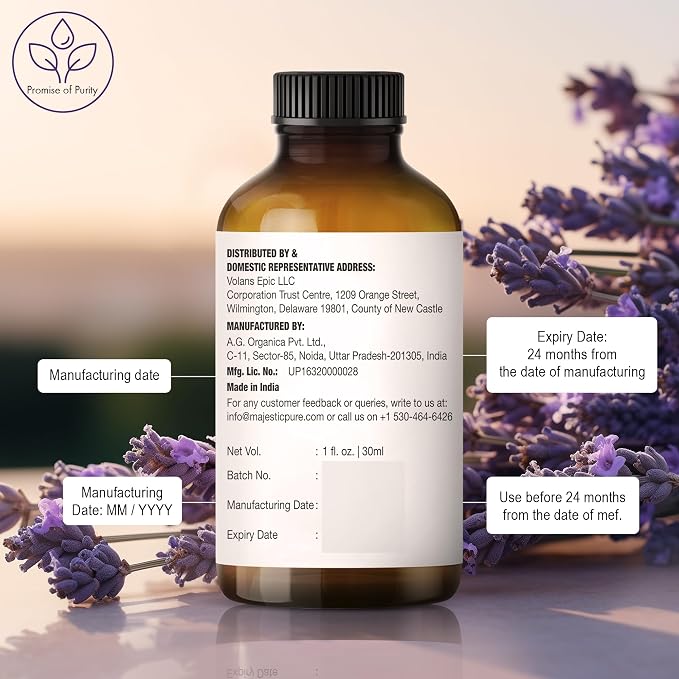 Majestic Pure Essential Oil with Glass Dropper - 100% Pure and Natural - Essential Oils for Diffuser, Aromatherapy, Soap and Candle Making, Lavender Essential Oil, Lavender Oil, 1 Fl Oz