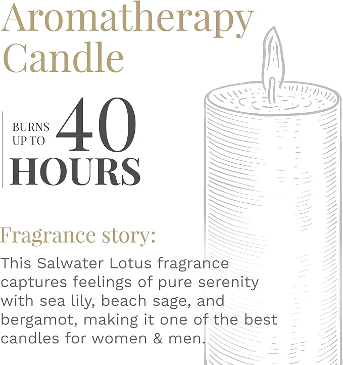 Candle-lite Scented Candles, Saltwater Lotus Fragrance, One 18 oz. Single-Wick Aromatherapy Candle with 110 Hours of Burn Time, White Color