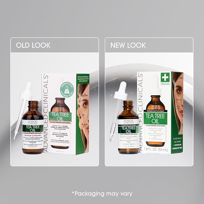 Advanced Clinicals Tea Tree Oil For Skin Facial Serum | Tea Tree Serum For Face With Vitamin E + Botanicals To Help Improve Appearance Of Large Pores & Skintone For Smoother Looking Skin, 2-Pack