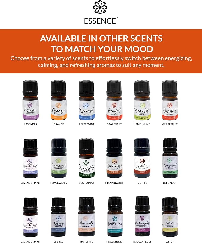 Essence Pearl Travel Case | Orange Essential Oil | Aromatherapy Nasal Diffuser & Essential Oil Carrying Case | Uplifting Citrus Scent | Travel-Friendly Kit | Black Pod
