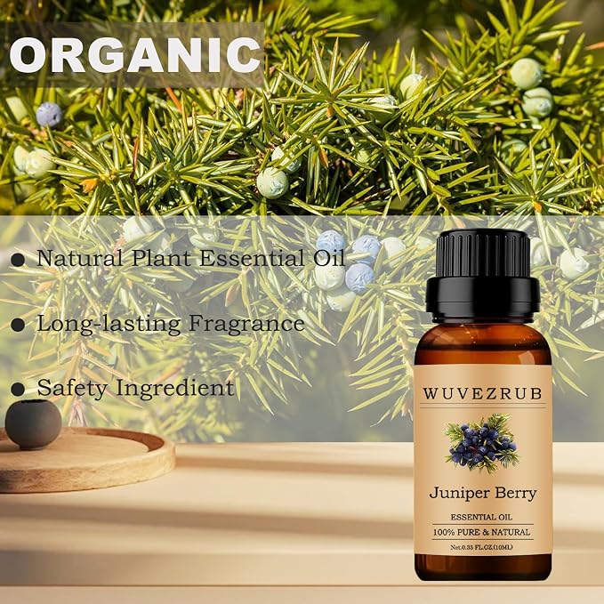 Juniper Berry Essential Oils 10ML, 100% Pure and Natural Essential Oil for Aromatherapy Diffuser - 0.33 Fl Oz/Juniper Berry