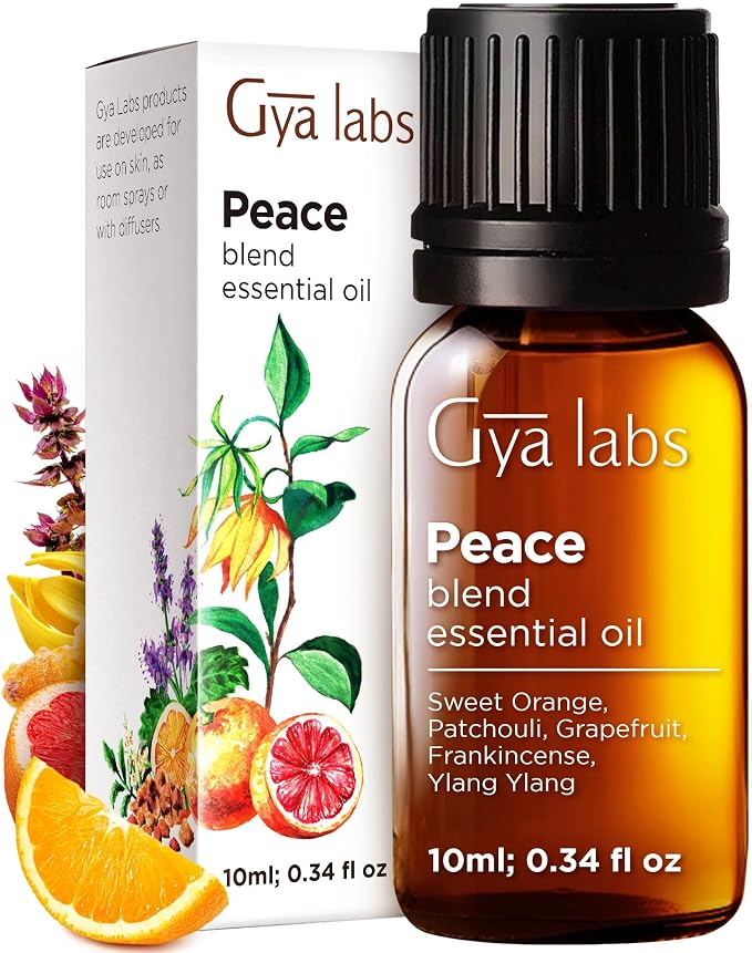 Gya Labs Peace Essential Oil Blend for Diffuser, Aromatherapy, Candle Making & DIY - Ingredients of Frankincense, Grapefruit & Patchouli (0.34 Fl Oz)