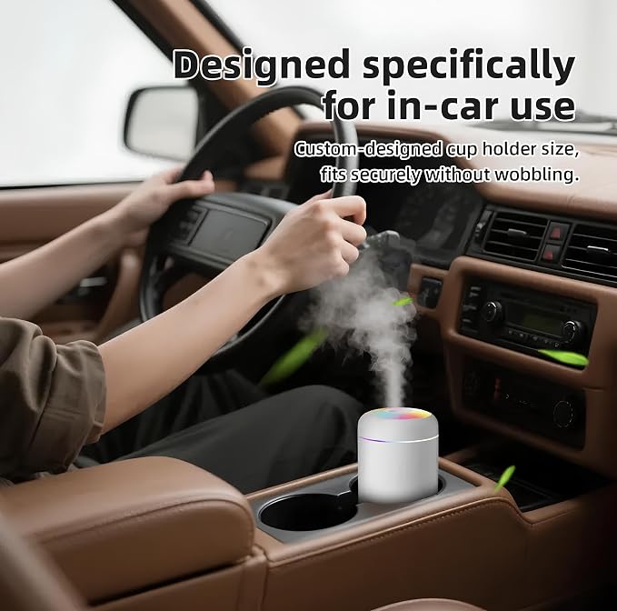 2 in 1 USB Electric Aromatherapy Oil Diffuser Ultrasonic Air Humidifier Mist Maker with Colorful Light for Home Office and Car (White)
