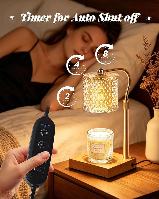 Candle Warmer Lamp with Timer Dimmer Adjustable Height, Mothers Day Gifts for Mom, Birthday Gifts for Women, House Warming New Home Decor, Electric Wax Warmer for Jar Candles, Gold