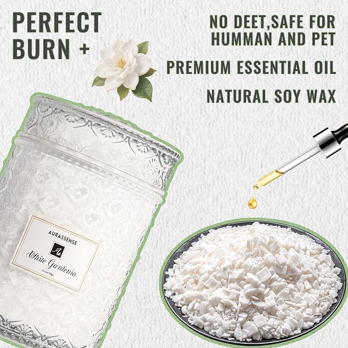 Natural Wood Candle Wick Soy Wax Candle - 19.4oz/550g, Long-Lasting Scented Candle for Sleep & Relaxation, Multi-Color Glass Decorative Jar, Gift for Women (White Gardenia)