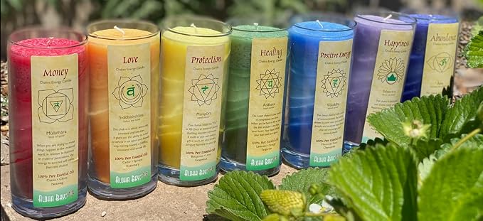 Premium Scented Candle Hand Made Chakra Energy Jar | 11 Oz Jar | Love, Svadhishtana| Yoga, Prayer & Meditation Candle | Long Burn 60 Hours | Essential Oils of Cedar, Spruce & Rosemary | Aloha Bay