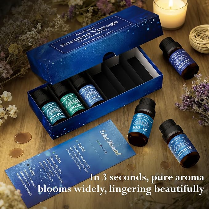 Essential Oil Set, Blended Essential Oils for Diffusers for Home Candle & Soap Making, Scented Voyage with Six Scents for Aromatherapy & Humidifiers, 6 x 10ml