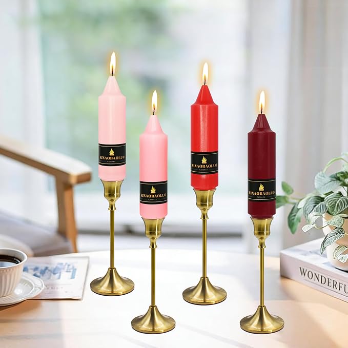 5 inch Short Taper Candle 4 Pack Handmade Gradual Red Candles Unscented Pastel Candlesticks for Holiday Wedding Dinner Party Seasonal Celebration Birthday Home Decoration