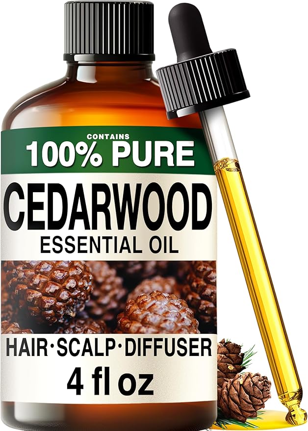 100% Pure Cedarwood Oil - 4 Fl Oz Cedarwood Essential Oil for Hair, Skin, Diffuser, Aromatherapy & DIY Soap Making Scent