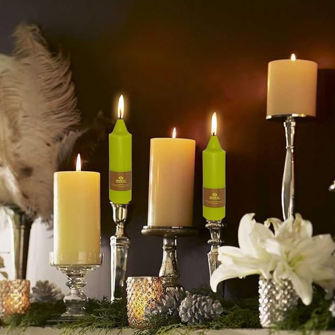 5 inch Short Tapered Candle 4 Pack Grass Green Candle Smokeless Unscented Taper Candlesticks for Christmas Dinner Household Décor Candlesticks