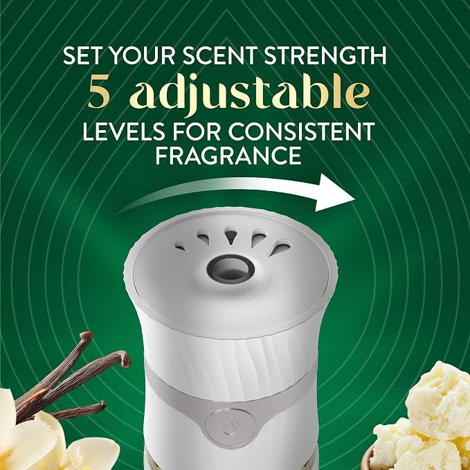 Air Wick Vibrant Plug-In Scented Oil Refills, 4 Count, Sweet Vanilla & Shea Butter, Air Freshener, Essential Oils