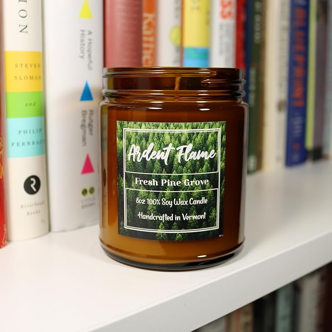 Candles | Fresh Pine Grove | 100% Natural Soy Wax Candle for Home Decor | Highly Scented | Premium Fragrance | Handmade in Vermont, USA | 8 oz | Long Lasting | Gift for Women and Men