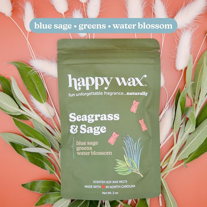Happy Wax Spa Day Collection: Natural, Non-Toxic Scented Soy Wax Melts – Total 6oz Variety Pack: Eucalyptus Spearmint, Lavender Chamomile, Seagrass & Sage