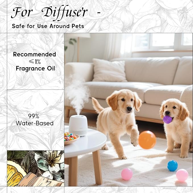 HIQILI White Tea & Citrus Diffuser Oil, Hotel Collection Scented Fragrance Oil for Ultrasonic Diffuser, Relaxing Aromatherapy, Home & Office - 0.34 Fl Oz
