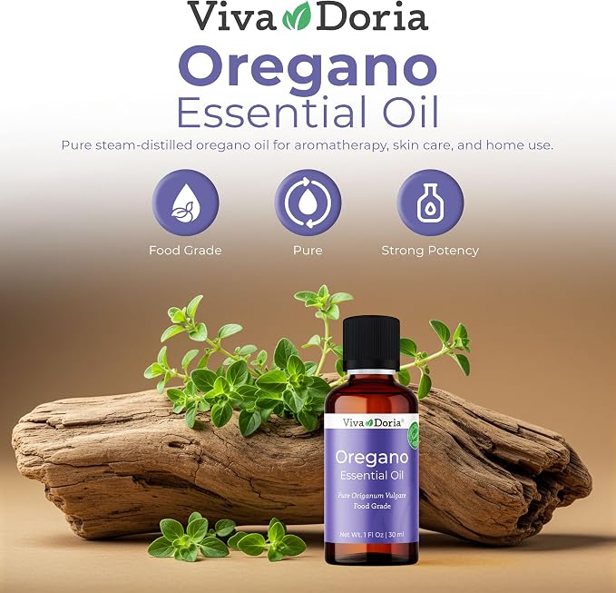 Viva Doria Oregano Essential Oil, 100% Pure, Natural Oregano Essential Oil, Undiluted, for Aromatherapy | Food Grade, 30 mL (1 Fluid Ounce)