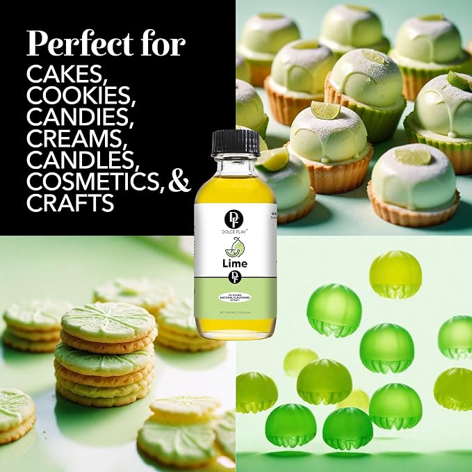 Dolce Flav Natural Lime Extract – 1 Gallon Oil-Soluble Kosher, Sugar-Free, Concentrated Citrus Lime Flavor for Candy, Chocolates & Desserts