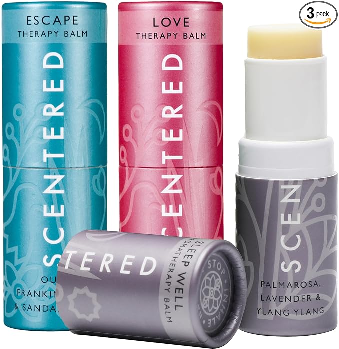 Scentered Aromatherapy Balm Gift Set - Be Kind to Yourself (Pack of 3) - Sleep Well, Escape, Love - Lavender, Cedarwood, Ylang Ylang Essential Oils - Relaxing Gifts for Women