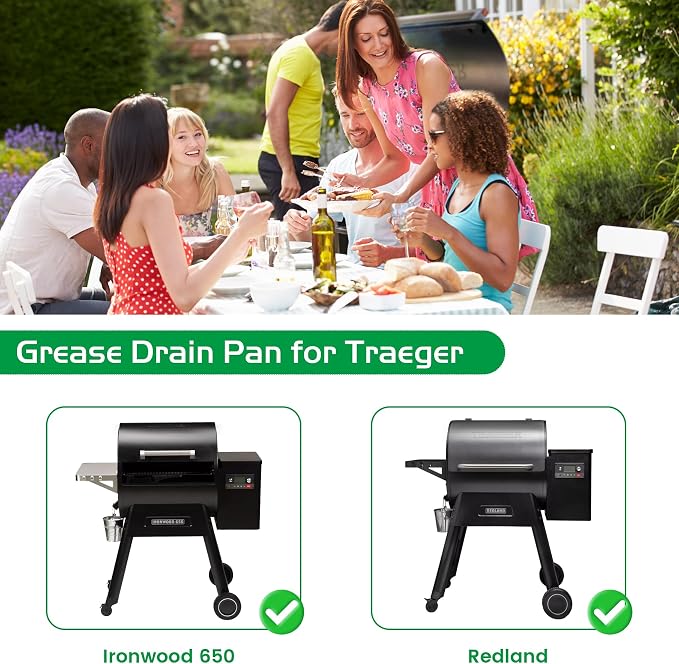 Drip Tray for Traeger Ironwood 650 Replacement Parts TFB65BLF Redland XL Grease Drip Pan KIT0438 Heat Baffle Wood Pellet Grill Smoker BBQ Accessory