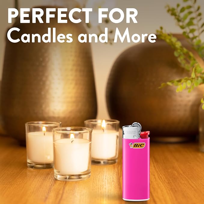 BIC Mini Lighters, Reliable and Safe, Lighters for Candles, Assorted Colors, 8-Pack of Pocket Lighters (Colors May Vary