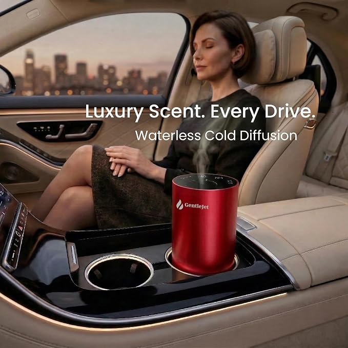 GentleJet LiteMist Waterless Rechargeable Aroma Diffuser for Bedroom, Office & Car, Cold-Air Essential Oil Mist, Aluminum Body, 20ml