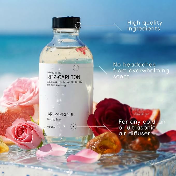 Hotel Diffuser Oil Inspired by Ritz-Carlton Scent - Premium Fragrance Oil No. SA61119323 for Ultrasonic and Waterless Diffuser - 120 mL, 4 fl oz