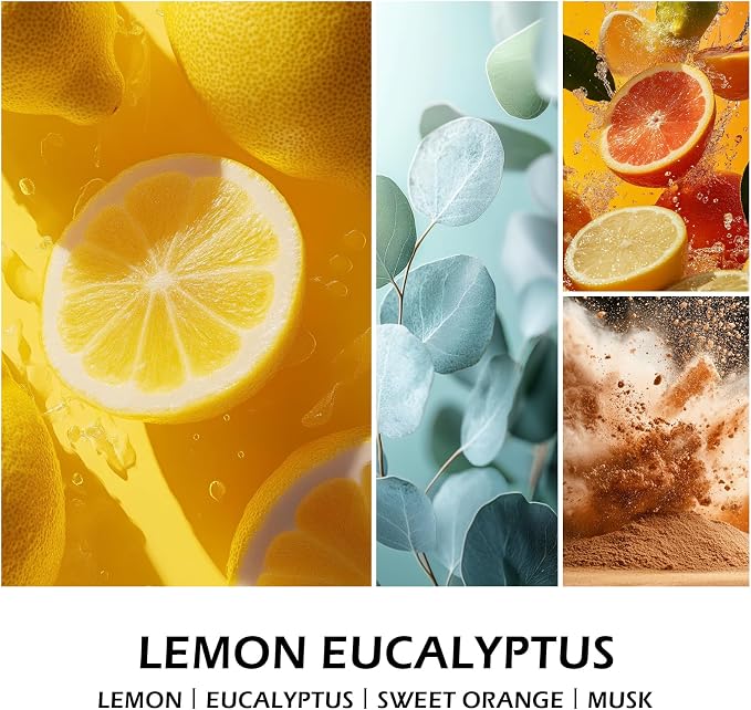 Molensun Lemon Eucalyptus Scented Candles, Aromatherapy Jar Candle, 7 oz Long Lasting Candles, Soy Wax Candle Gift for Women