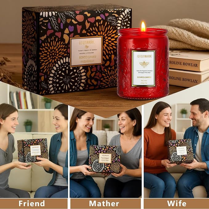 Scented Candles Gift Set for Women, 6 Pack Soy Wax Aromatherapy Candles, Long Lasting Candles for Home, Compatible with Candle Warmer Lamps, Birthday Romantic Gifts, Red Candles